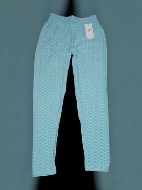 Women's Light Blue Textured Leggings